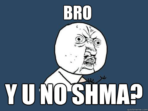 Bro y U NO SHMA?  Y U No