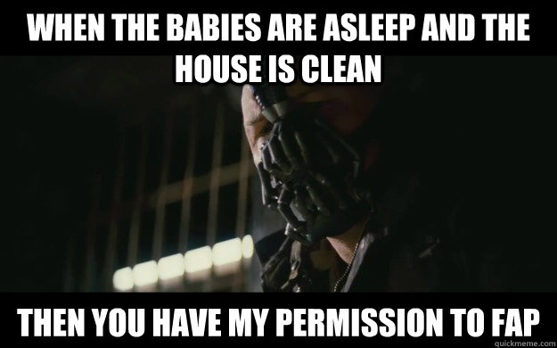 When the babies are asleep and the house is clean Then you have my permission to fap  Badass Bane