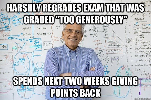 Harshly regrades exam that was graded 