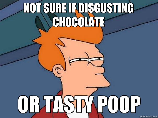 Not sure if disgusting chocolate or tasty poop  Futurama Fry