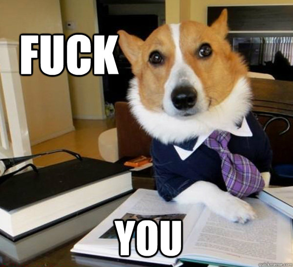 fuck you - fuck you  Lawyer Dog