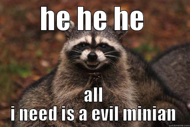 HE HE HE ALL I NEED IS A EVIL MINIAN Evil Plotting Raccoon