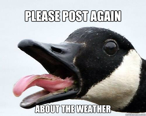 please post again  about the weather - please post again  about the weather  Ack Goose