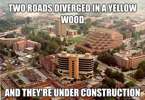 Two roads diverged in a yellow wood And they're under construction  UTK Construction