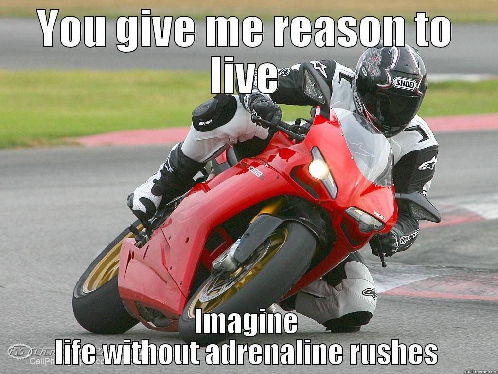 YOU GIVE ME REASON TO LIVE IMAGINE LIFE WITHOUT ADRENALINE RUSHES Misc