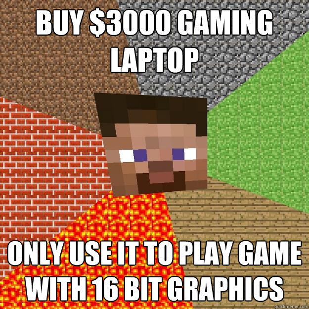 Buy $3000 gaming laptop Only use it to play game with 16 bit graphics  Minecraft