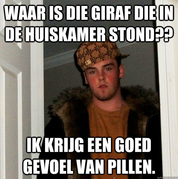 waar is die giraf die in de huiskamer stond?? ik krijg een goed gevoel van pillen.  Scumbag Steve