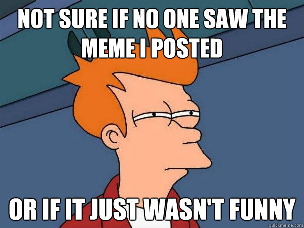 Not Sure if no one saw the meme i posted Or if it just wasn't funny  Futurama Fry