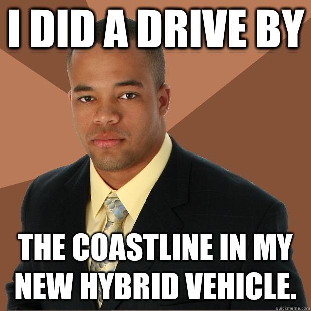 I did a drive by The coastline in my new hybrid vehicle. - I did a drive by The coastline in my new hybrid vehicle.  Successful Black Man