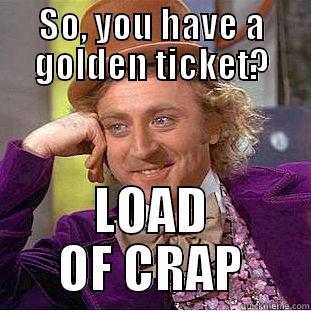 SO, YOU HAVE A GOLDEN TICKET? LOAD OF CRAP Condescending Wonka