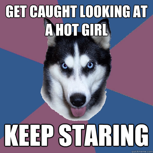 get caught looking at a hot girl keep staring  Creeper Canine