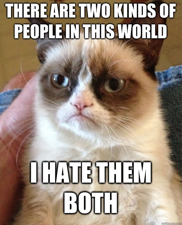 there are two kinds of people in this world I hate them both  Grumpy Cat