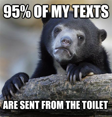 95% of my texts Are sent from the toilet  Confession Bear