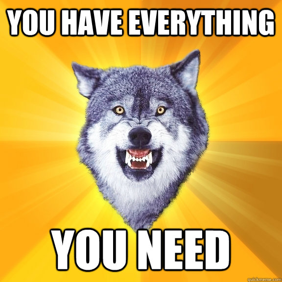 You have everything  you need  Courage Wolf