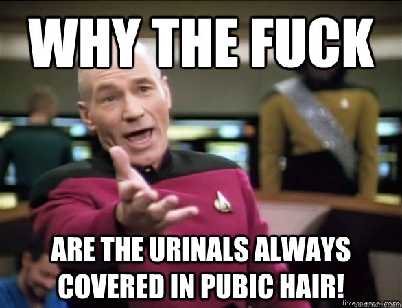 Why the fuck Are the urinals always covered in pubic hair!  Annoyed Picard HD