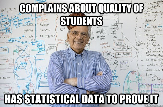 Complains about quality of  students has statistical data to prove it - Complains about quality of  students has statistical data to prove it  Scumbag Engineering Professor