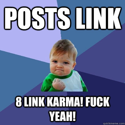 posts Link 8 link karma! Fuck Yeah!  Success Kid