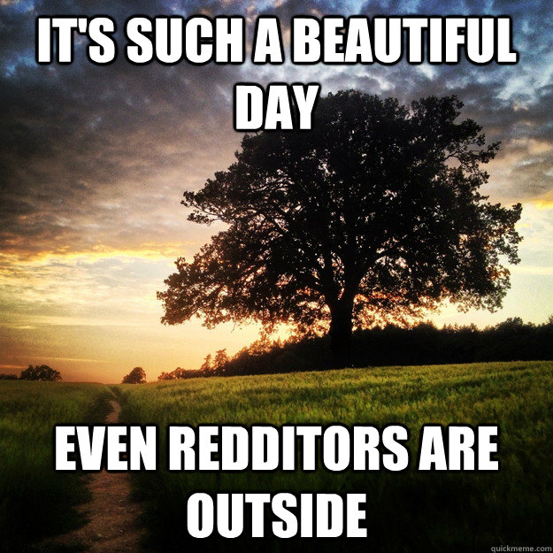 It's such a beautiful day even redditors are outside - It's such a beautiful day even redditors are outside  Misc