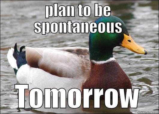 PLAN TO BE SPONTANEOUS TOMORROW Actual Advice Mallard