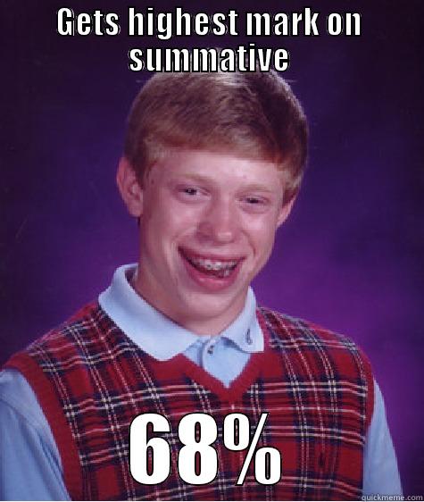 GETS HIGHEST MARK ON SUMMATIVE 68% Bad Luck Brian