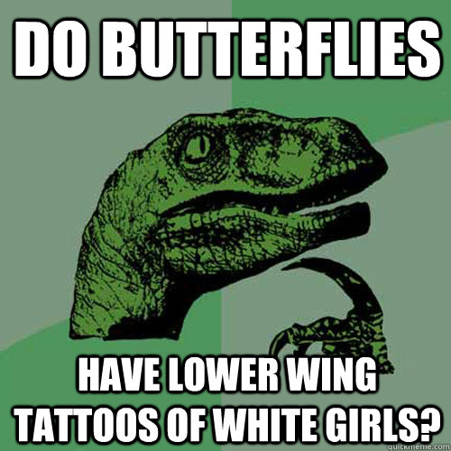 Do butterflies have lower wing tattoos of white girls?  Philosoraptor