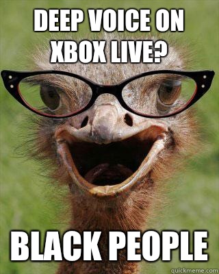 Deep voice on Xbox live? Black People  Judgmental Bookseller Ostrich