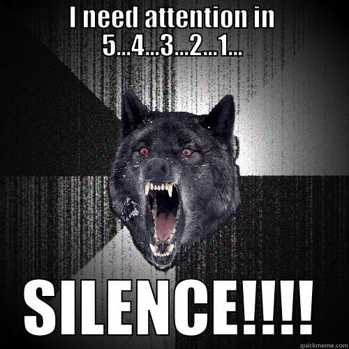 I NEED ATTENTION IN 5...4...3...2...1... SILENCE!!!! Insanity Wolf