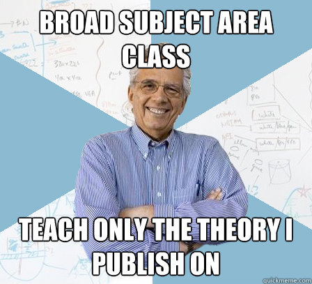 Broad subject area class teach only the theory i publish on - Broad subject area class teach only the theory i publish on  EngineeringProfessor