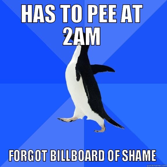 HAS TO PEE AT 2AM FORGOT BILLBOARD OF SHAME Socially Awkward Penguin