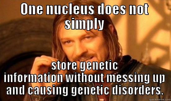 Nucleus meme - ONE NUCLEUS DOES NOT SIMPLY STORE GENETIC INFORMATION WITHOUT MESSING UP AND CAUSING GENETIC DISORDERS. Boromir