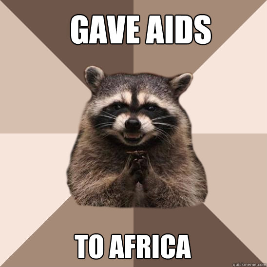 gave aids  to africa - gave aids  to africa  Evil Plotting Raccoon