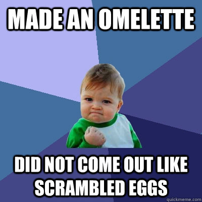 Made an omelette Did not come out like scrambled eggs  Success Kid