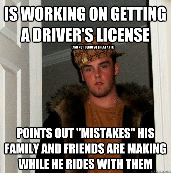 is working on getting a driver's license points out 