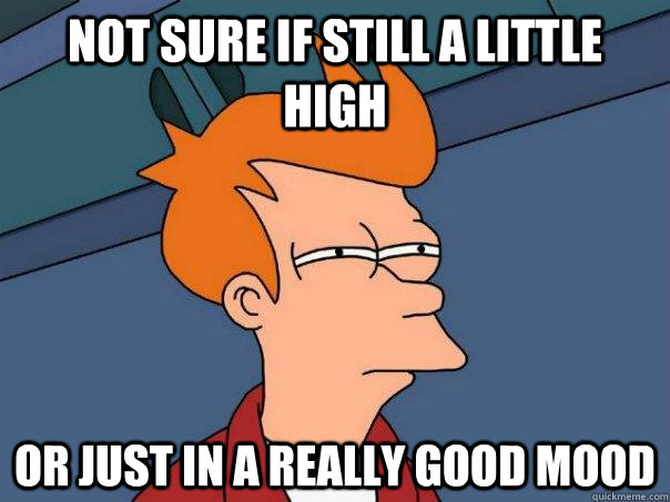 Not sure if still a little high or just in a really good mood - Not sure if still a little high or just in a really good mood  Futurama Fry