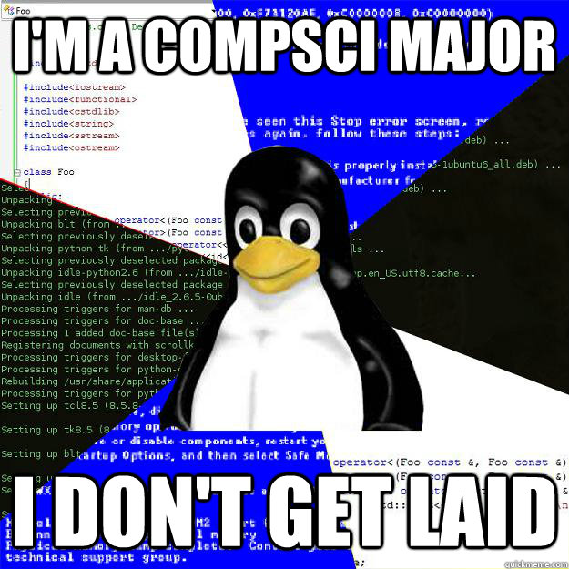 I'm a compsci major I don't get laid - I'm a compsci major I don't get laid  Computer Science Penguin