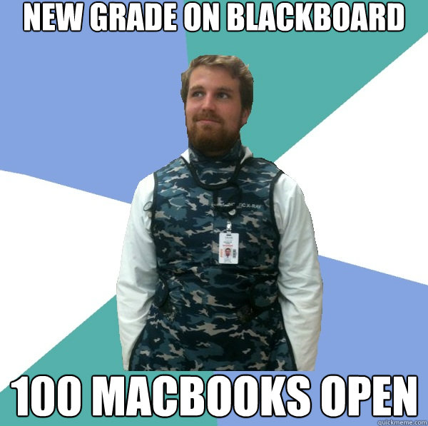 New grade on blackboard 100 Macbooks open  Unabridged First Year Medical Student