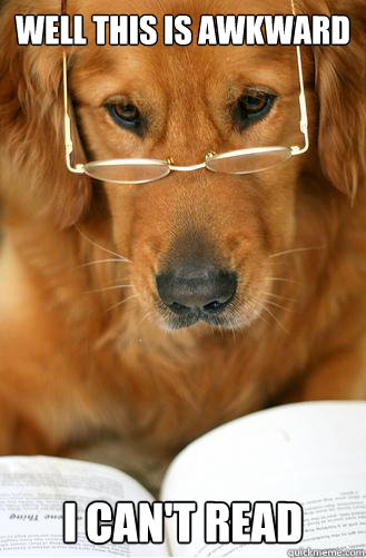 Well this is awkward I can't read - Well this is awkward I can't read  Sophisticated Golden Retriever