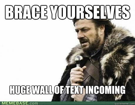 BRACE YOURSELVES HUGE WALL OF TEXT INCOMING - BRACE YOURSELVES HUGE WALL OF TEXT INCOMING  Misc