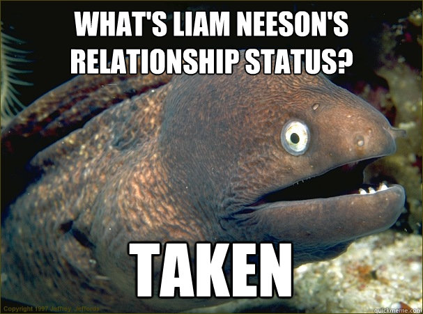 What's Liam Neeson's relationship status? Taken  Bad Joke Eel