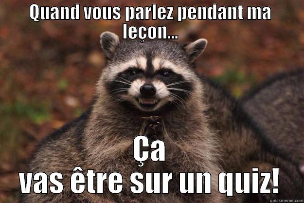 QUAND VOUS PARLEZ PENDANT MA LEÇON... ÇA VAS ÊTRE SUR UN QUIZ! Evil Plotting Raccoon