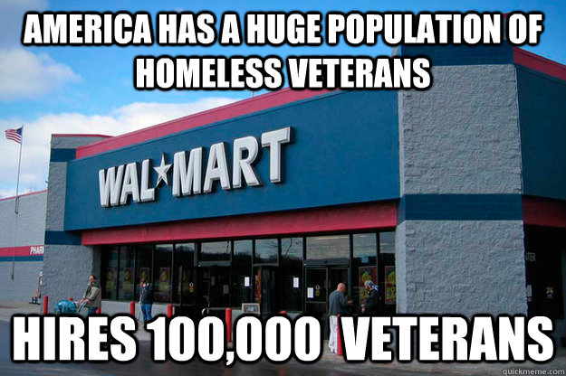 America has a huge population of homeless veterans Hires 100,000  veterans  