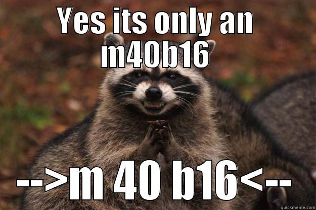 YES ITS ONLY AN M40B16 -->M 40 B16<-- Evil Plotting Raccoon