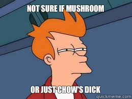 Not sure if Mushroom  Or just Chow's dick  Meme