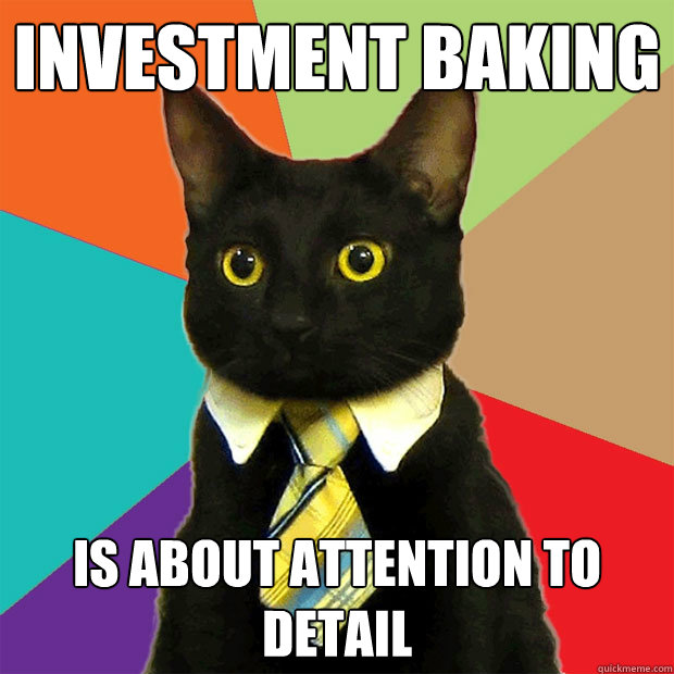 Investment baking Is about attention to detail  Business Cat