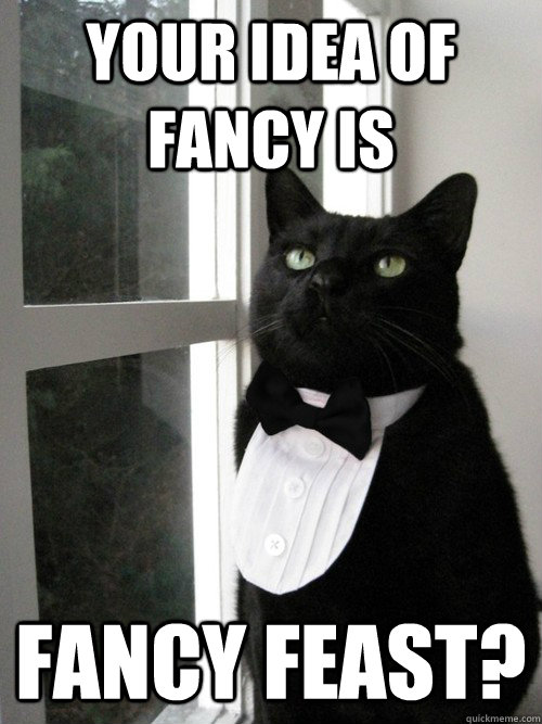 Your idea of fancy is fancy feast?  One Percent Cat