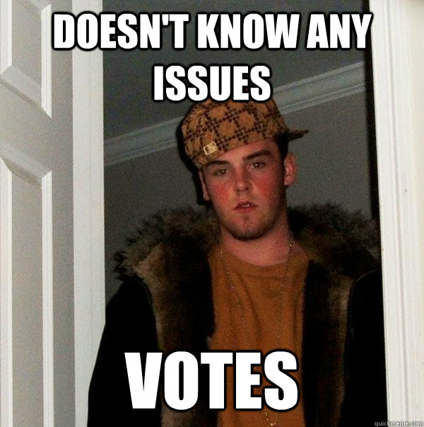 Doesn't know any issues votes  Scumbag Steve