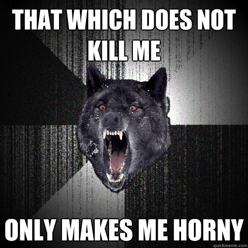 that which does not kill me  only makes me horny  Insanity Wolf