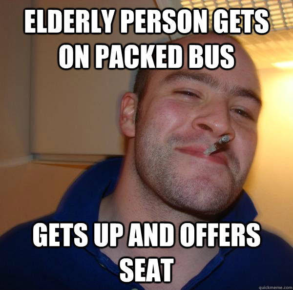 Elderly person gets on packed bus Gets up and offers seat - Elderly person gets on packed bus Gets up and offers seat  Misc