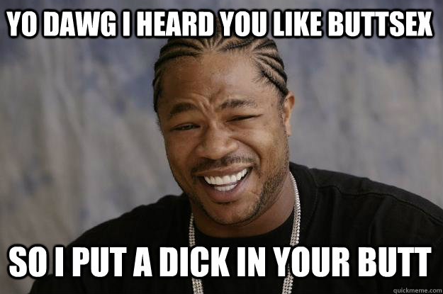 Yo dawg I heard you like Buttsex So I put a dick in your butt  Xzibit meme