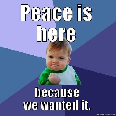 peace is here - PEACE IS HERE BECAUSE WE WANTED IT. Success Kid